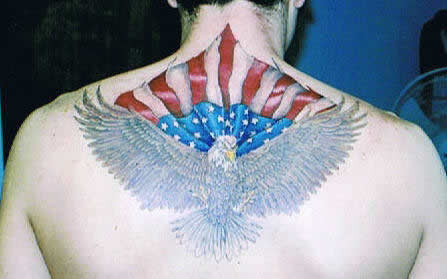 American Flag Tattoos on American Flag Across Back   Lions Lair Tattoo  Llc     A Tattoo